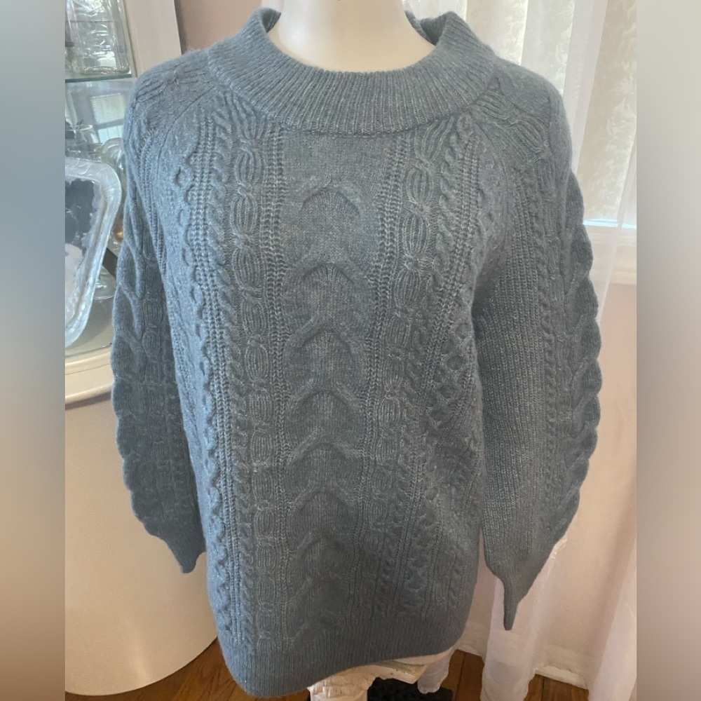 Ricki’s cable sweater wool blend light blue Sz L - Picture 3 of 7